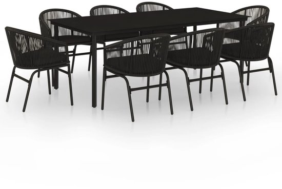 vidaXL Ensemble de jardin 9 pièces Noir