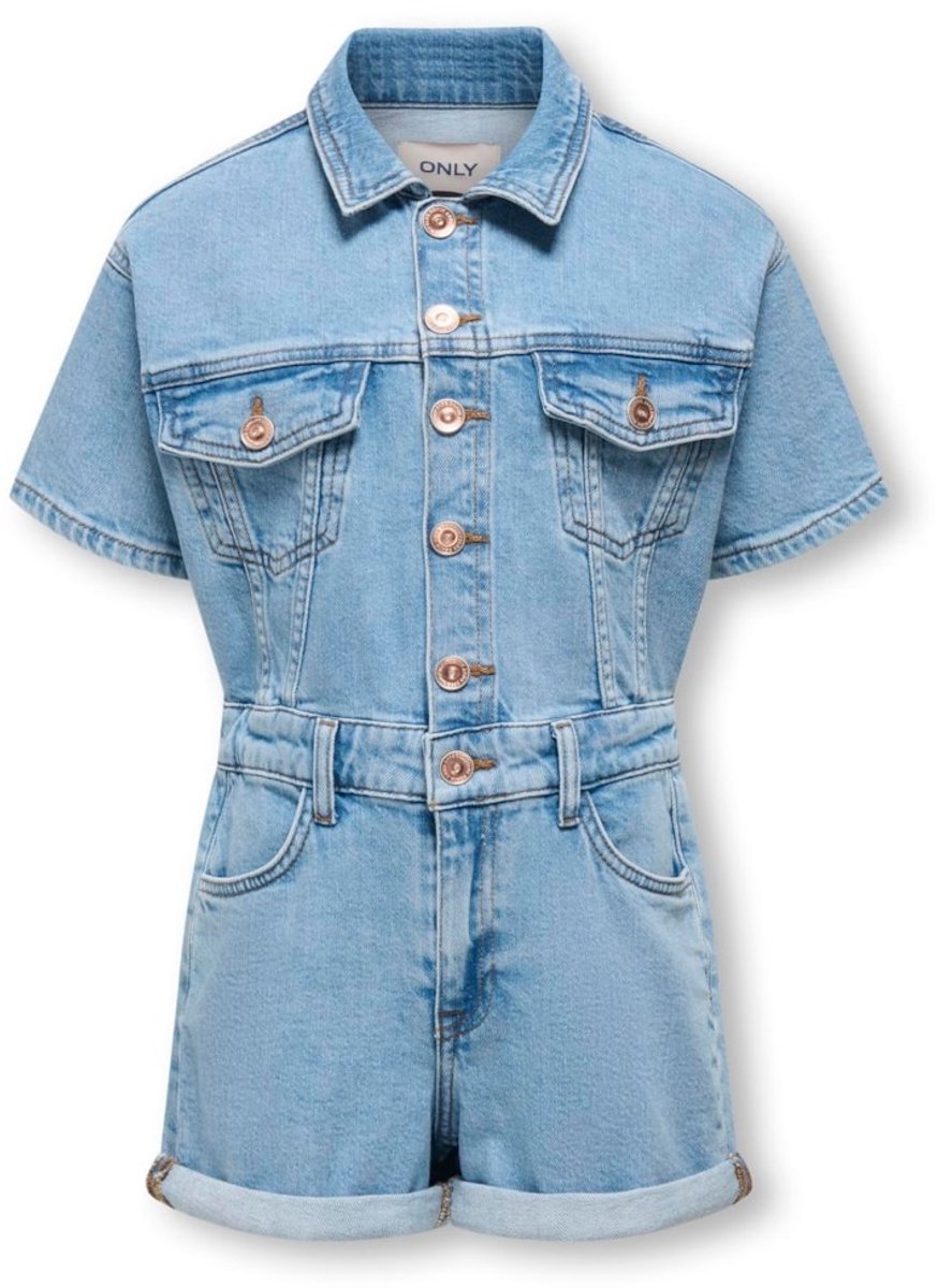 Kids ONLY zomer jumpsuit meisjes - denim - medium jeans blauw - Kogcastel