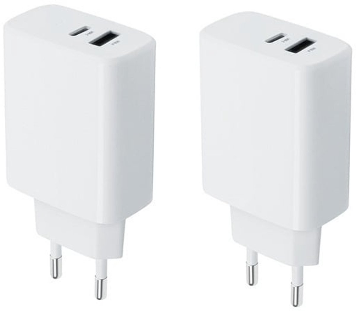 2 stuks OneOne 25W super snellader met 2 poorten. Witte oplader met USB C en USB A. PD en Quick Charge lader adapter past op Redmi 13, Note 10 Pro, Note 11, Note 12, Note 12 Pro, Note 13, Note 13 Pro, Note 13 Pro +, Note 14, Note 14s, Xiaomi