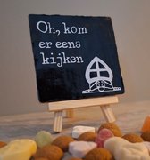 Sinterklaas Tegel "Oh Kom Maar Eens Kijken" – Keramiek Wandtegel met Spreuk – 10x10 cm – Sinterklaas Decoratie & Cadeau