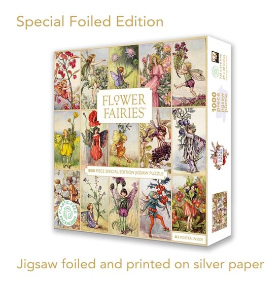 Special Edition Adult Foiled Jigsaw Puzzle Flower Fairies: 1000-Pieces. Ethical, Sustainable, Earth-Friendly