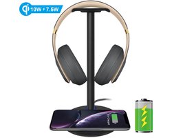 Z4 – Snel Qi Draadloos Opladen Koptelefoonhouder | Universele Hoofdtelefoonstandaard voor Gaming & Kantoor