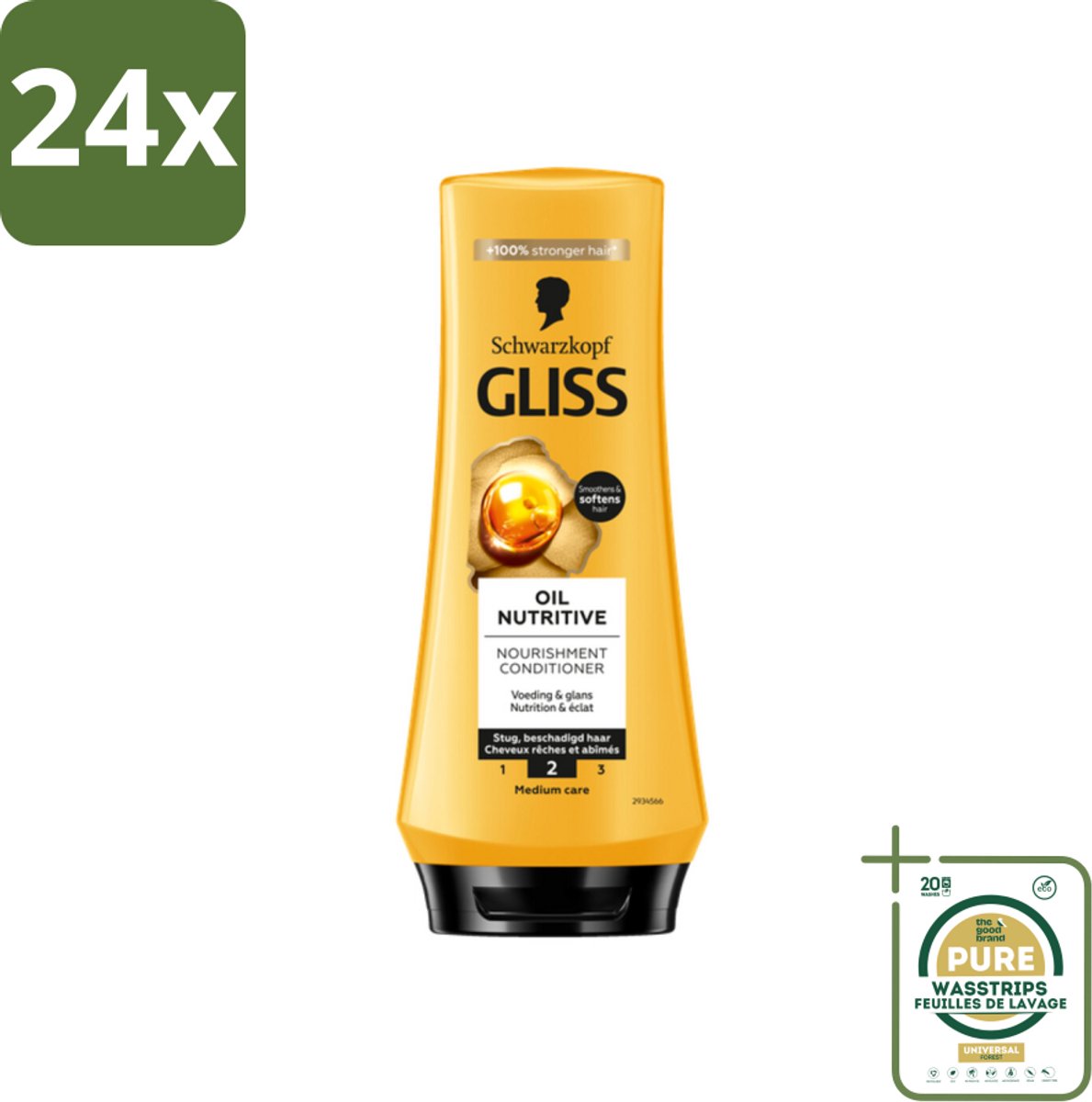 Gliss - Hair Repair - Conditioner Oil Nutritive voor Intensieve Voeding - 200 ml - Voordeelverpakking - 24 stuks - Droog haar - Beschadigd haar
