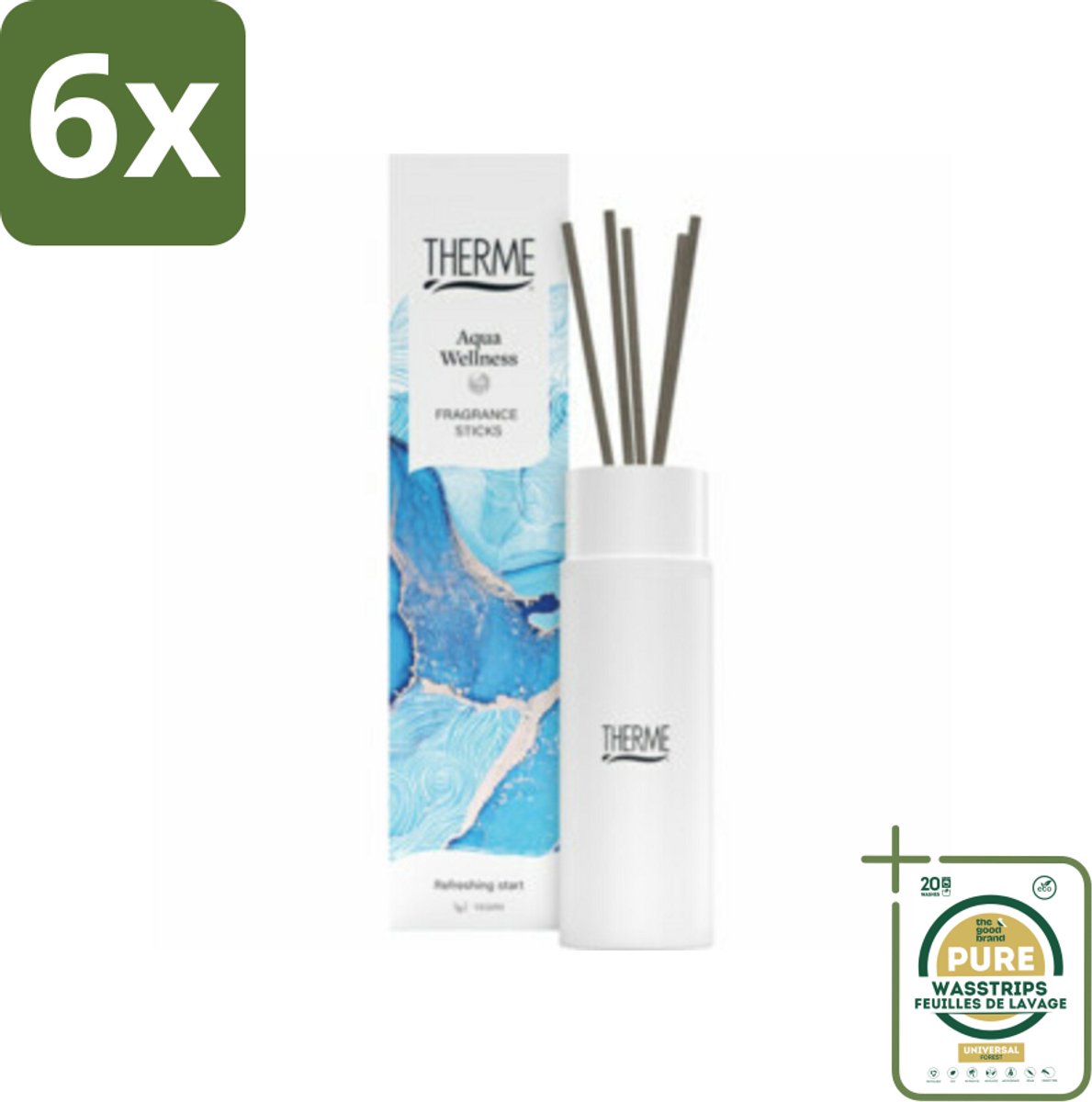 Therme - Aqua Wellness - Geurstokjes - Langdurige Geur - Aromatisch - 100ml - Voordeelverpakking - 6 stuks - Wellness - Aromatisch