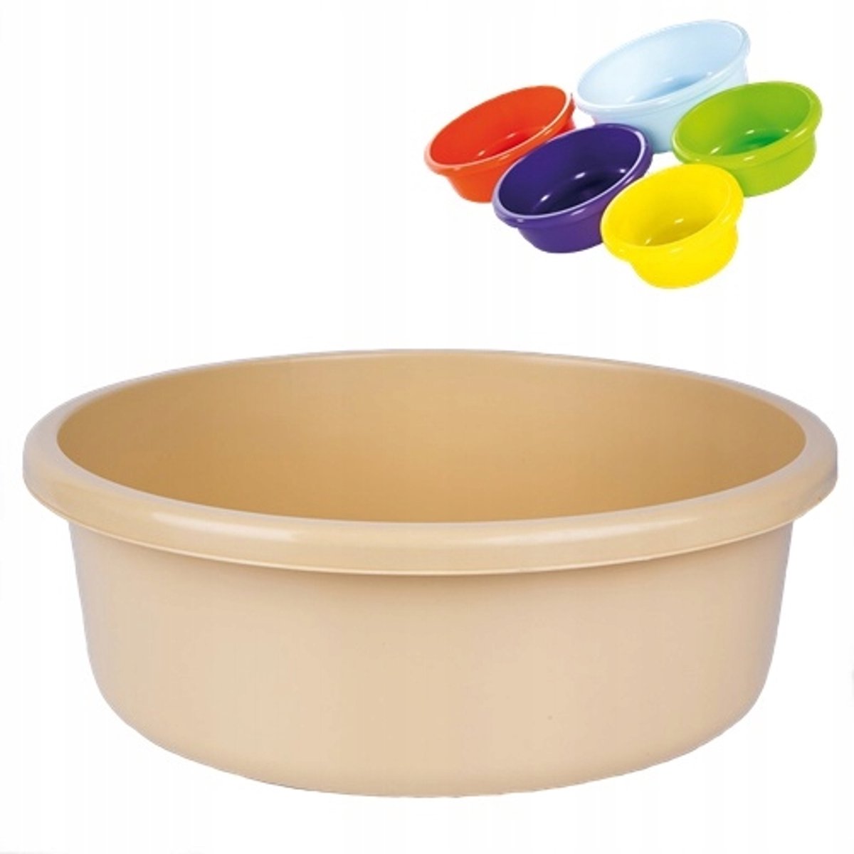 Beige plastic kom 13,5 l - 41 cm rond - duurzaam en veilig