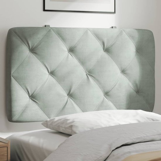 vidaXL - Coussin tête de lit - 90 - cm - velours - gris clair