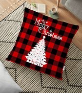 Kussenhoes - 70x70cm - Kerstboom ontwerp - Kussensloop voor vloerkussen- Aan beide zijdig bedrukt