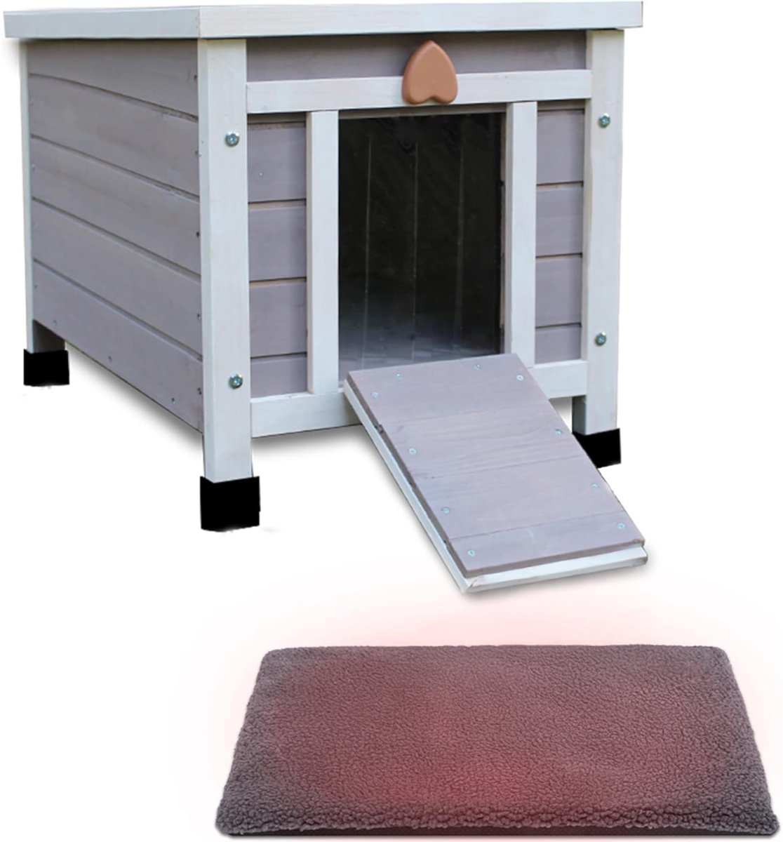 White-Label® Kattenhuis voor Buiten - Kattenhok Binnen - Kattenbench - Kattenren - Grijs
