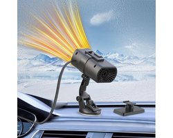 Autoverwarming - 12V - 150W - 2-in-1 ontdooien en ontwasemen - Snelle verwarming - Hoge luchtstroom - 360° rotatie - Duurzaam ontwerp voor hoge temperaturen - Geschikt voor alle 12V-voertuigen - Zuiver zwart - Zuignapvoet