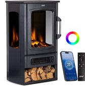 EVIQ - Foyer électrique Toronto - Cheminée décorative - Chauffage électrique - Autoportant - 2000 Watt - Zwart