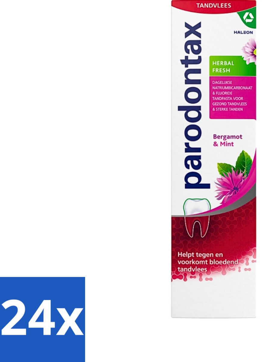 Parodontax - Tandpasta - Herbal Fresh - Bergamot & Mint - 75 ml - Voordeelverpakking - 24 stuks