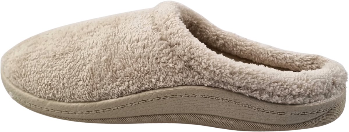 Instap sloffen dames beige - heerlijk zacht met harde zool - maat 38