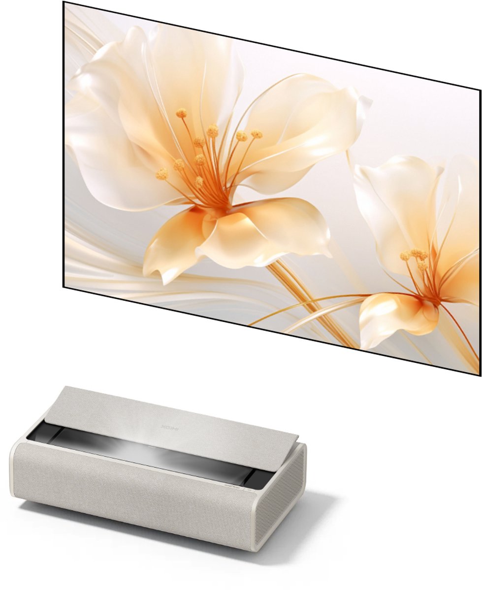XGIMI Aura 2 met 100" ALR Scherm – 4K UST Laser Projector – Dolby Vision – 2300 ISO Lumen – Harman Kardon 4× 15 W – ISA 5.0 – IMAX Enhanced – Short Throw Technology