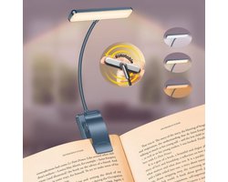 Sounix LED Leeslampje voor Boek met Klem - 315° draaibaar Leeslamp - 24 LED - Boeklampje met 3 Lichtstanden - Oplaadbare boeklamp USB - Dimbaar - Blauw
