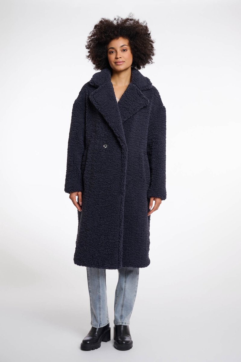 Rino&Pelle damesjas Elicia teddy jas donkerblauw Grijs