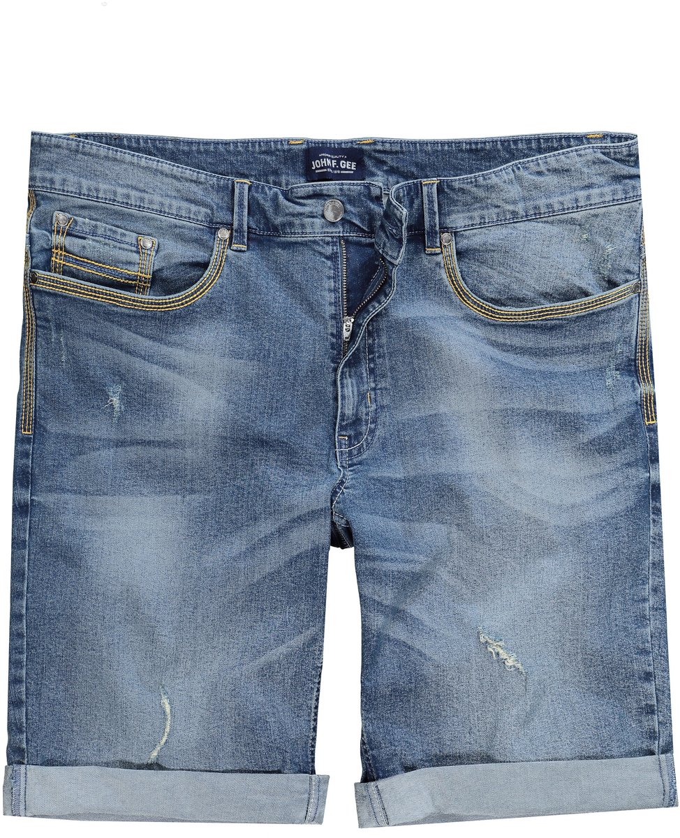 John F. Gee - Heren - Jeans-bermuda contrasten 5-pocket - Blauw denim - Maat 66