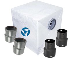 Infiltratiekrat 200 liter - 600 x 600 x 600 mm 125 mm manchet verloop 110 mm