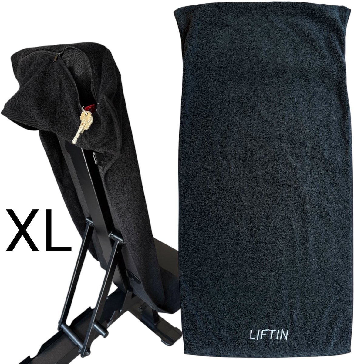 LIFTIN -Sporthanddoek-Fitness Handdoek-100% Katoen- XL 50x100 - Zwart