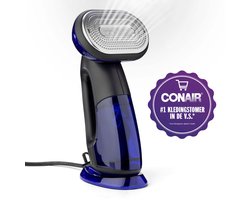 Conair 2-in-1 Handheld Kledingstomer en Strijkijzer GS108E - Grote afneembare watertank van 250ml - Snelle opwarmtijd van 10 seconden en Turbo ExtremeSteam-technologie - Zwart/Blauw.