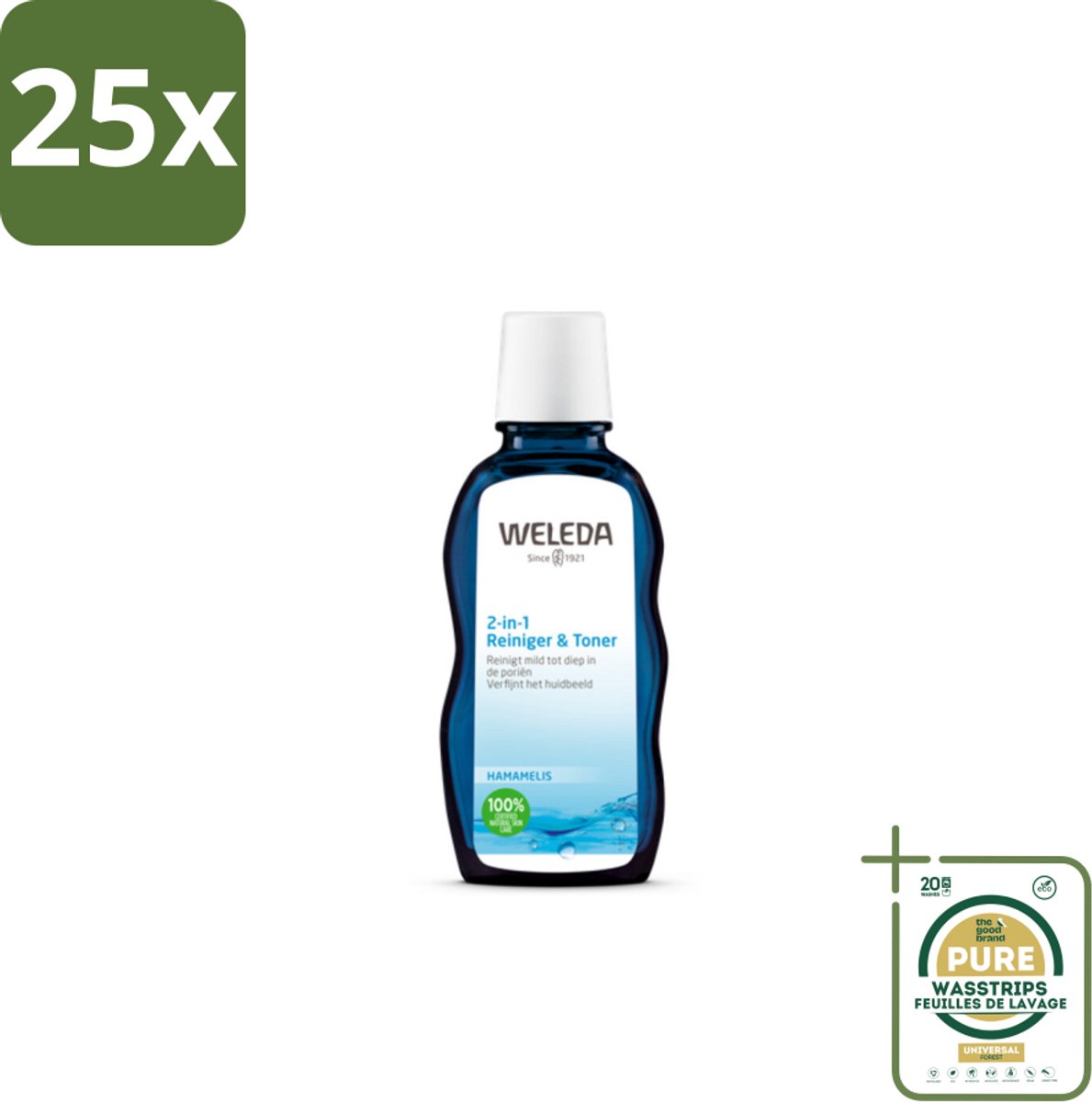 25 x WELEDA - Reiniger & Toner 2‑in‑1 - 100 ml - Grootverpakking - Gezichtsreiniger - Gezichtsverzorging - 2-in-1 - Natuurlijke Reiniger - Huidverzorging