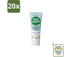 20 x Happy Earth – Diaper Cream – 100% Natuurlijk Baby & Kids – 75 ml - Grootverpakking - Baby Billen Crème - Luieruitslag Voorkomen - Gevoelige Huid - Zink Oxide Crème - Natuurlijke Baby Crème