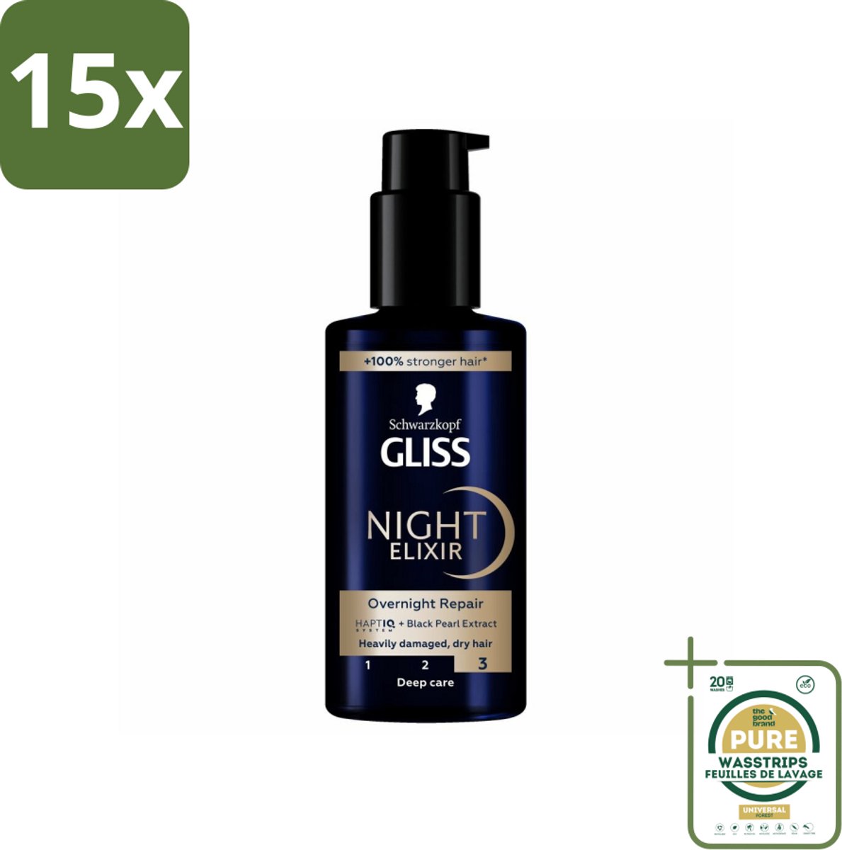 15 x Gliss - Haarserum - Night Elixer Overnight Repair - Herstel van Beschadigd Haar - 100 ml - Grootverpakking - Haarserum Nacht Herstel - Haar Herstel Serum - Beschadigd Haar Herstel - Haar Herstel Nacht - Haar Herstel Serum