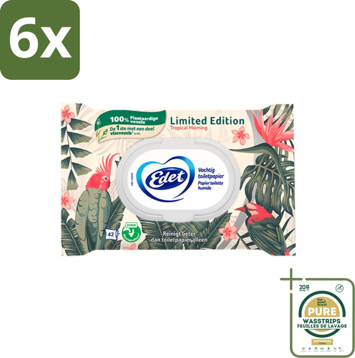 Edet – Vochtig Toiletpapier – Paradise Dream - Voordeelverpakking - 6 stuks - PH-neutraal - Dermatologisch getest