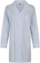 By Louise Dames Nachthemd Met Knoopsluiting Lange Mouw Seersucker Blauw Gestreept - Maat L