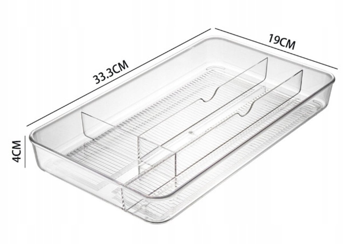 Transparante Lade Organizer - 33x19x34cm met 4 Vakken