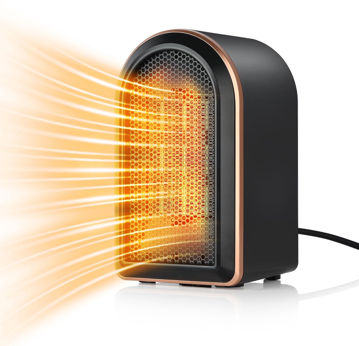 Ynkkvre - Mini Ventilatorkachel – 1200W PTC Keramische Verwarming – Draagbare elektrische ruimteverwarmer, kleine energiebesparende PTC keramische ventilatorkachel, stille verwarming met 2 vermogensstanden, mini-stekker, oververhittingsbeveiliging
