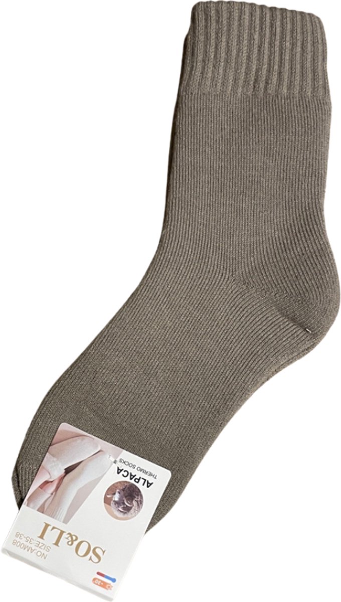 green-goose® Alpaca Damessokken - 1 Paar - Maat 35-38 - Beige - 95% Alpaca Wol - Heerlijk Zacht - Uitstekende Kwaliteit - Lekker Warm en Rekbaar