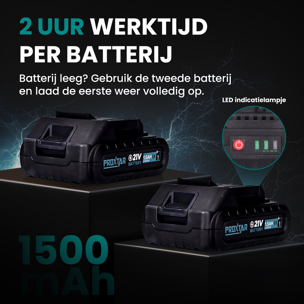 ProXtar Accuboormachine - Accu Schroefboormachine - Boormachine - Klopboormachine - Incl. 2 Accu's – foto 7
