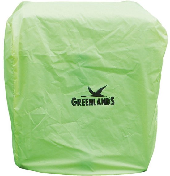 Lichtgroene, waterdichte fietstashoes met het Greenlands logo.