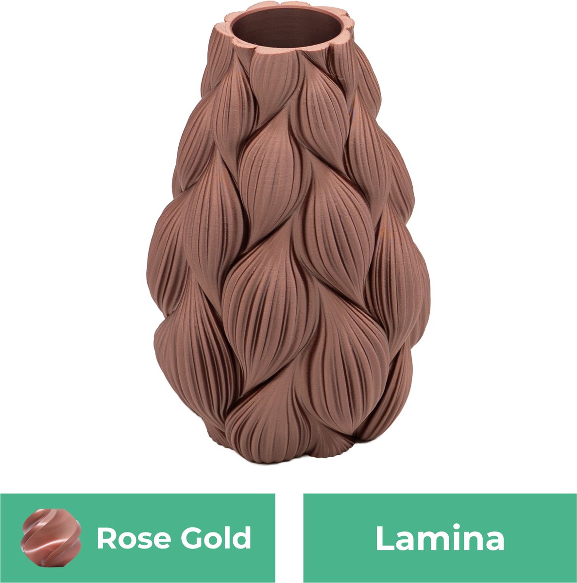 Lovora Lamina moderne vaas – Decoratieve vaas - Rose Gold - 3d geprinte vaas – geschikt voor droogbloemen - 30CM