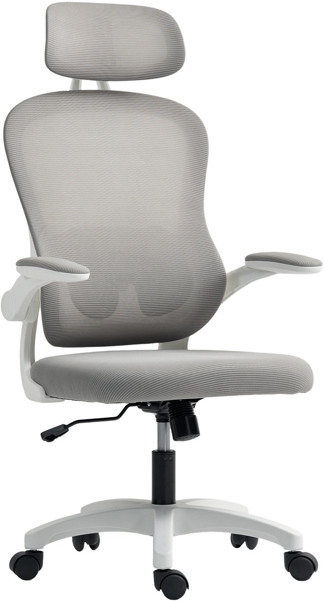 HOMCOM ergonomische bureaustoel - netstof rugleuning - grijs