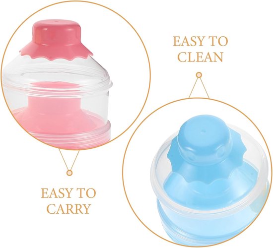 6 stuks reisvoedingsdispensers - stapelbare poedervormige formulecontainer met trechter - 3-laags melkpoederbeschermhoes voor babyflesvoeding — afbeelding 5