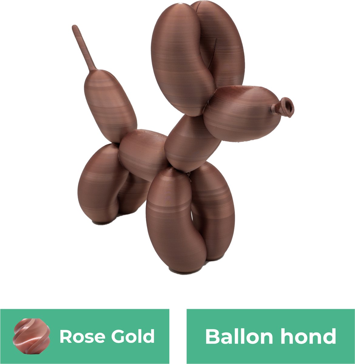 Lovora Ballon hond design beeld – Decoratief beeld - Rose Gold - 3d geprint beeld – Moderne woondecoratie - 25CM