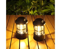 Zwarte, op batterijen werkende kampeerlampen, 2-pack, dimbaar, draagbaar, IPX4 waterdicht, geschikt voor kamperen, stroomuitval en noodgevallen.