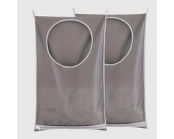 Hangende wasmanden - 3-pack - 120L - Oxfordstof - Grijs - Opvouwbare hangende waszakken - met kleefhaken