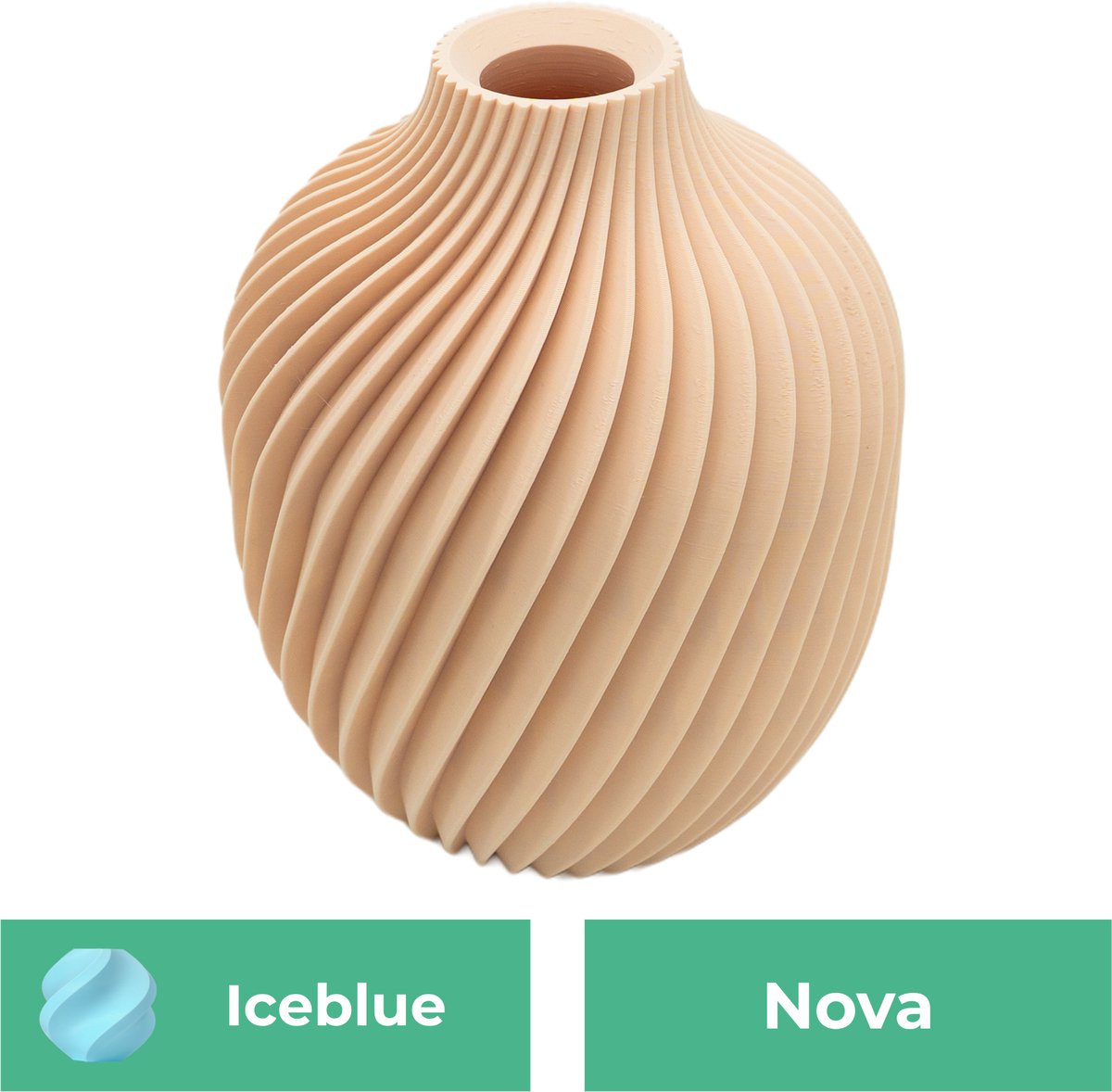 Lovora Nova moderne vaas – Decoratieve vaas - IJsblauw - 3d geprinte vaas – geschikt voor droogbloemen - 30CM
