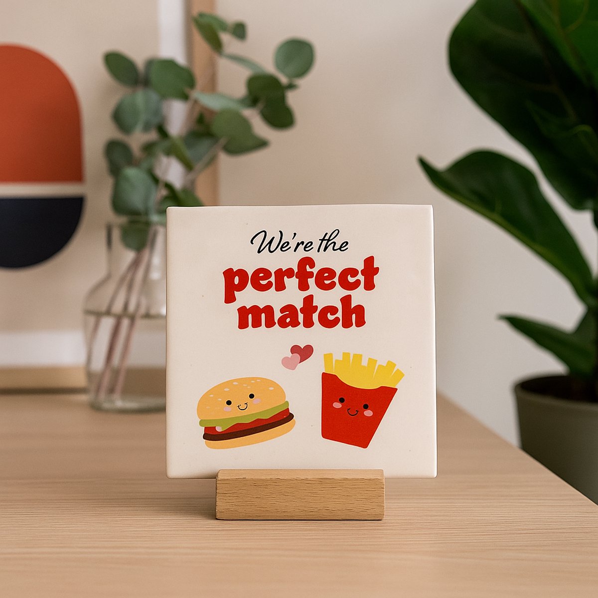 We're the perfect match - Keramische decoratie tegel - Valentijn