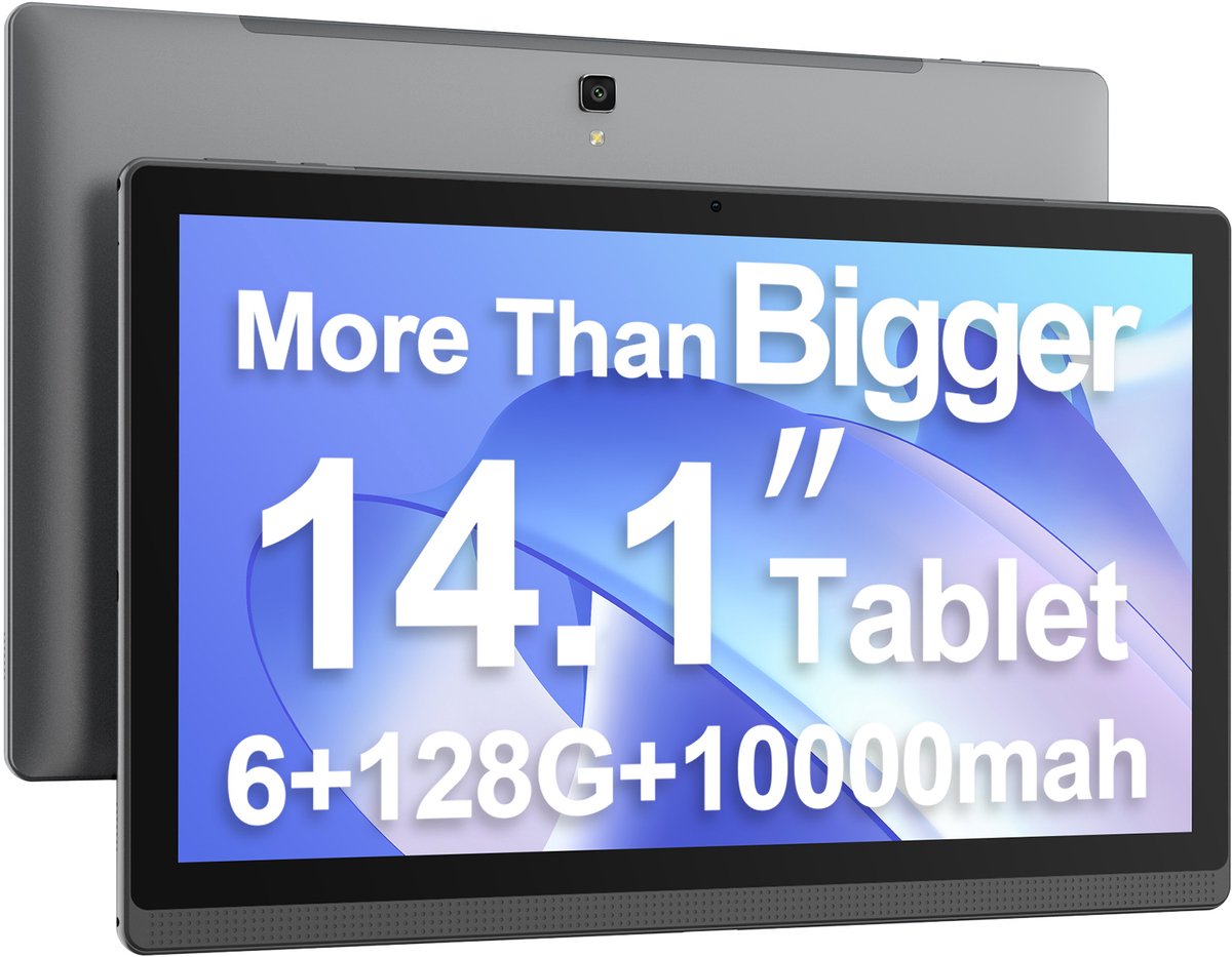 MESWAO B1 Tablet - 14,1 inch 1920*1080 IPS-scherm - MTK6769 8 Cores - 6 GB RAM 128 GB ROM - Android 13 - 13MP + 5MP camera - 10000 mAh batterij - Grijs