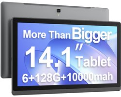 MESWAO B1 Tablet - 14,1 inch 1920*1080 IPS-scherm - MTK6769 8 Cores - 6 GB RAM 128 GB ROM - Android 13 - 13MP + 5MP camera - 10000 mAh batterij - Grijs