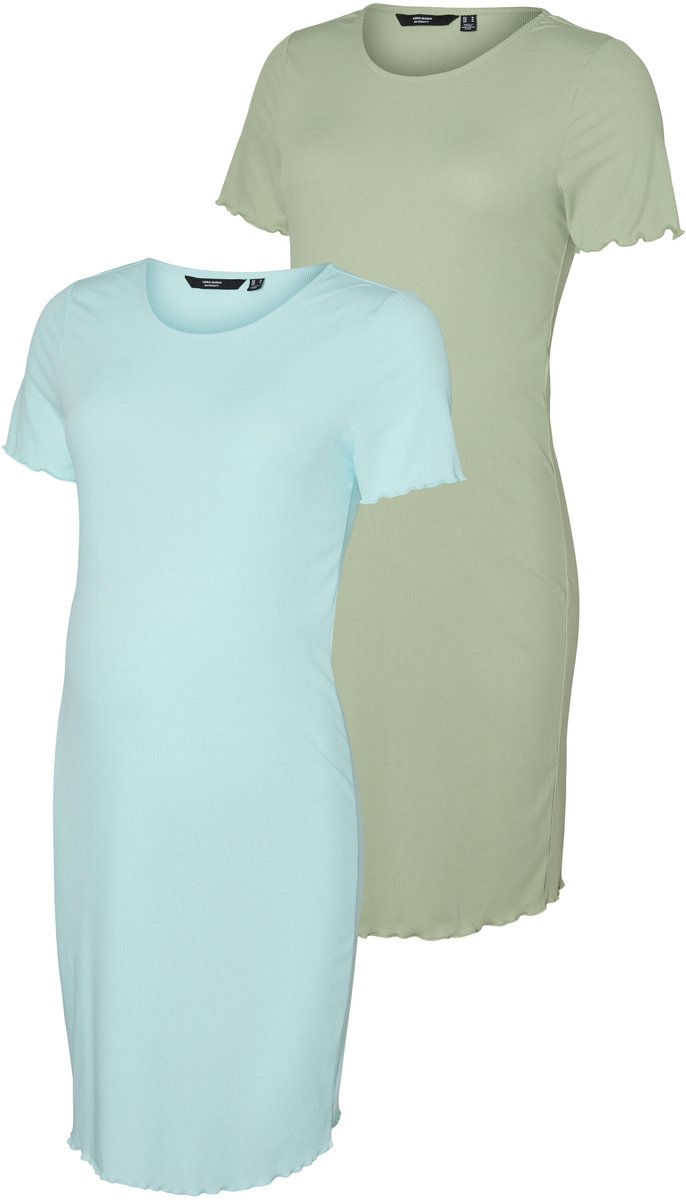 Vero Moda MATERNITY - VMMMADI JILL SS SHORT DRESS JRS 2-PACK - Dames - Mini jurken Reseda