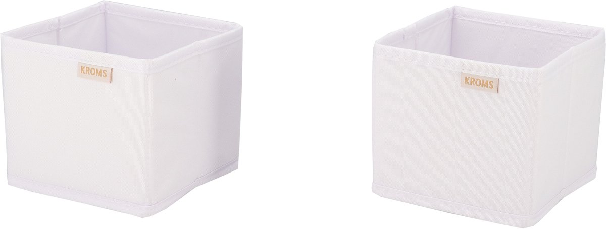 KROMS Lade organizer bakjes 14x14x13cm 2-delig - Wit - Kleding opbergbox– Kleding organizer opbergsysteem – Lade organizer kledingkast & IKEA PAX – Kleding organizer opvouwbaar