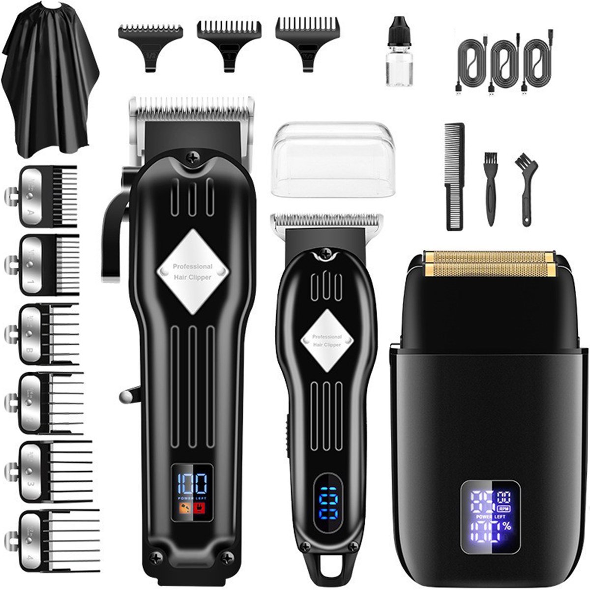 STILVORA Tondeuses - Draadloze Tondeuse Set met Haar Tondeuse en Trimmer, Professionele Kapsel Tondeuse, Oplaadbare Tondeuse, Metaal Roestvrij Staal, Zwart thumbnail 2
