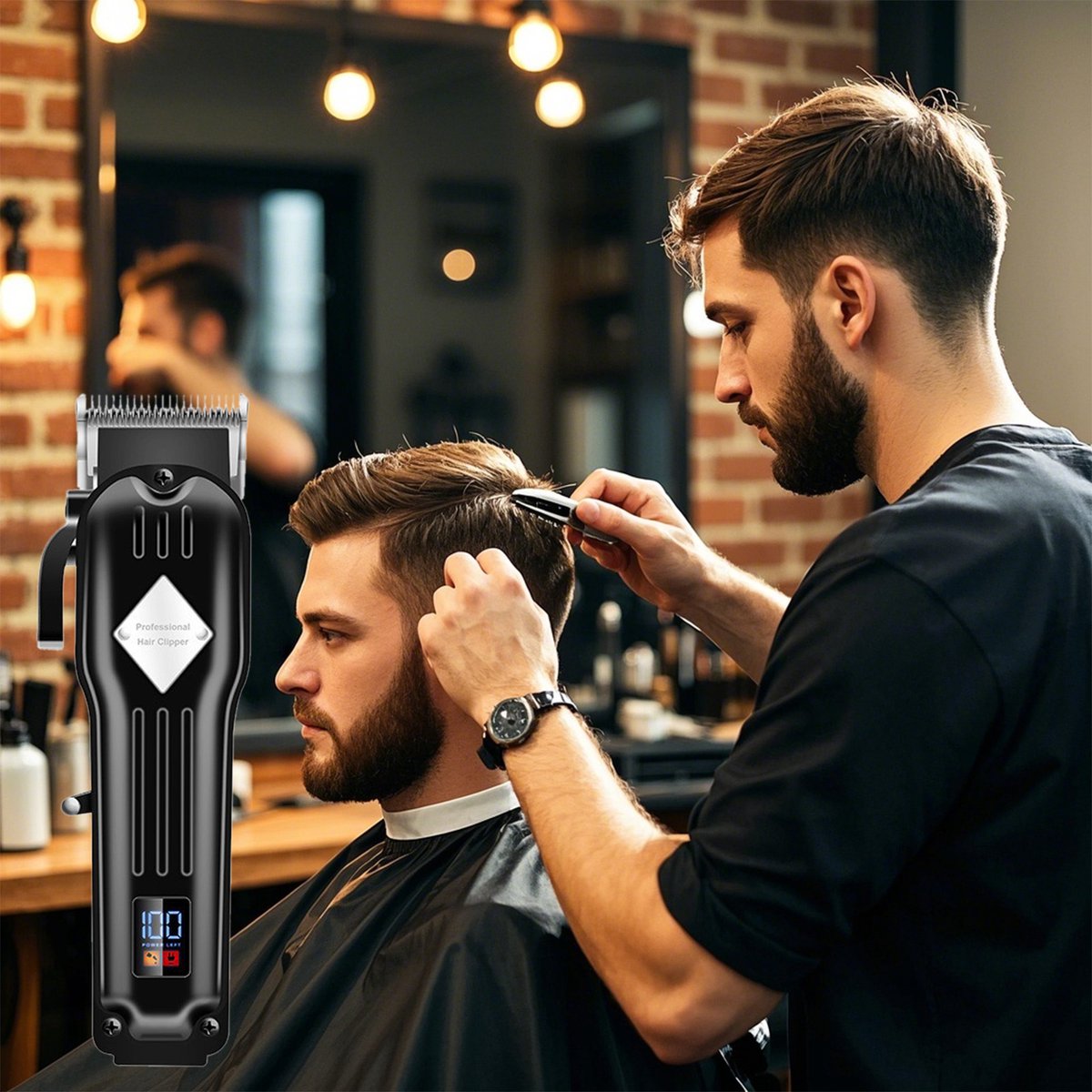 STILVORA Tondeuses - Draadloze Tondeuse Set met Haar Tondeuse en Trimmer, Professionele Kapsel Tondeuse, Oplaadbare Tondeuse, Metaal Roestvrij Staal, Zwart thumbnail 3