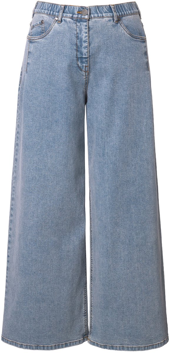 Ulla Popken - Dames - Jeans Mary extra wijd rechte pijp comfortabele tailleband - Denim blauw - Maat 42
