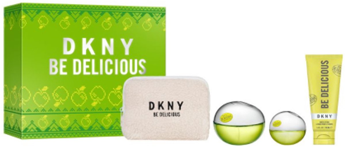 DKNY Be Delicious geschenkset - Eau de parfum 100 ml - Eau de parfum mini 15 ml - Shower mousse 150 ml + Make-uptasje