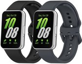 Stravo 2-Pack Classic Kleurige Siliconen Bandjes Geschikt voor Samsung Galaxy Fit 3 – Zacht & Comfortabel Horlogeband – Zwart + Grijs